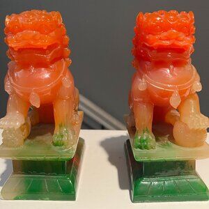 Foo Dog / Chinese Lion Guardian Statues – Feng Shui – 7 1/4” 13” Diameter. 🦁🦁